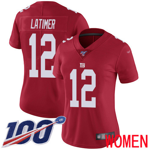Women New York Giants #12 Cody Latimer Red Limited Red Inverted Legend 100th Season Football NFL Jersey